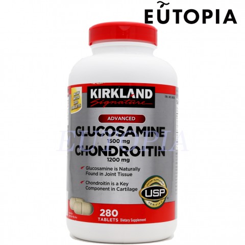 Kirkland Signature 增量裝葡萄糖胺 1500mg+軟骨素1200mg 關節健康補充劑(升級配方)(280粒) 096619883165